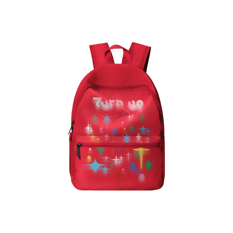TURN UP Polyester Student Backpack Regular Unisex Red-0