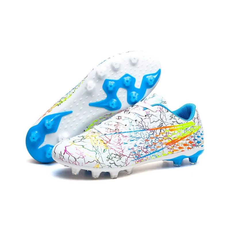QIUTEXIONG Soccer Shoes Unisex Low Top Black/Aqua/White-14