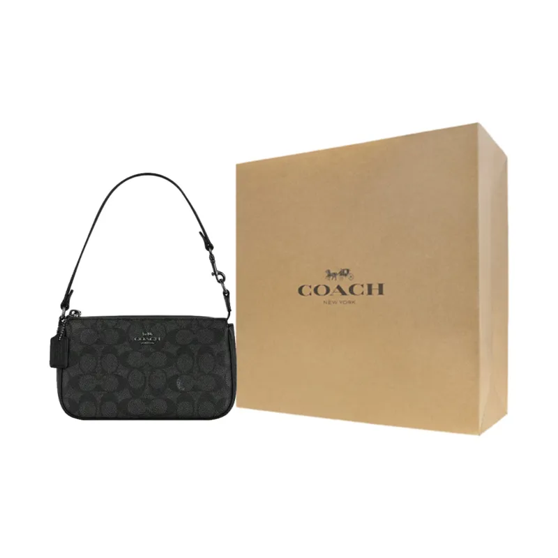 COACH Nolita Polyvinyl Chloride Pochette, Shoulder Bag Trumpets Women's Dark Gray-7