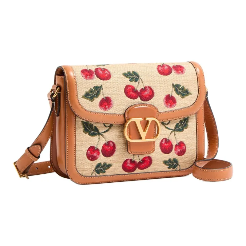 Valentino GARAVANI Straw Woven Crossbody Bags Shoulder Bags Women's Beige & Red-1
