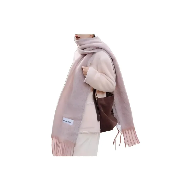 Acne Studios Logo Patch Fringed Edge Scarf-4
