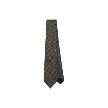 EMPORIO ARMANI Pure Silk Tie With Geometric Jacquard Motif