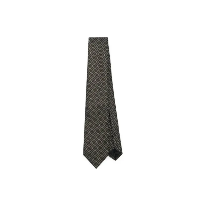 EMPORIO ARMANI Pure Silk Tie With Geometric Jacquard Motif-0