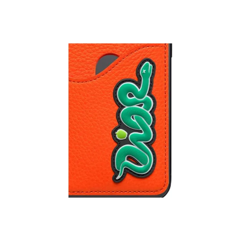 DIOR KAWS Collaboration Cow Leather Card Holder Women's Vermilion-3