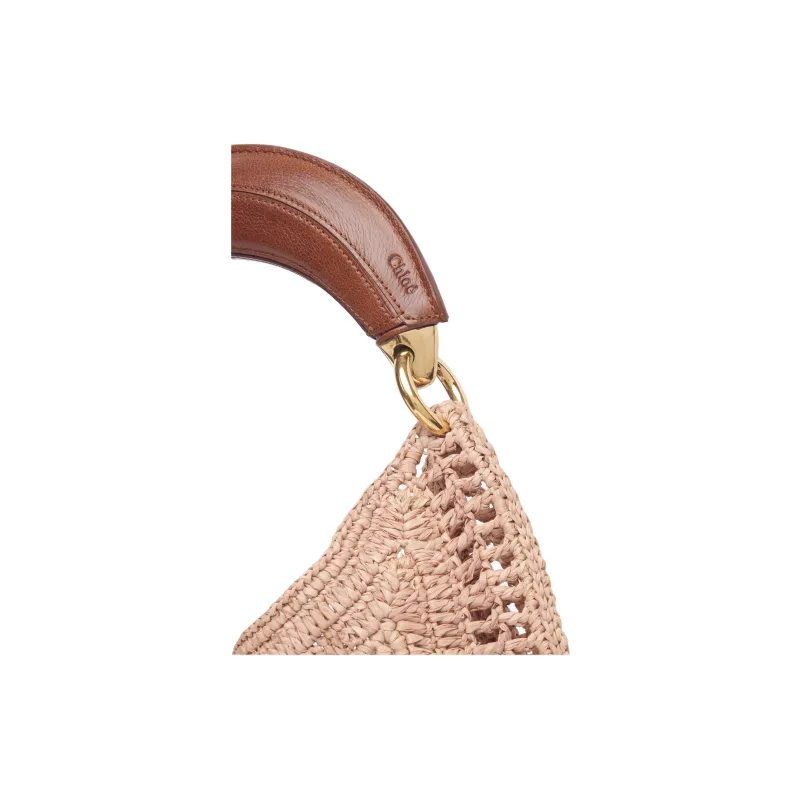 Chloe Raffia Crescent Bag Handbag Shoulder Bag Women's Pink-3