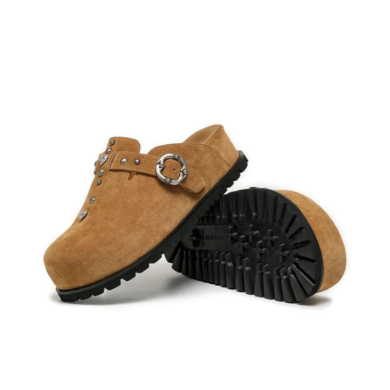 Beau Today Rubber Sole Abrasion Resistant Slip Resistant Wrap toe Slippers Women's-7