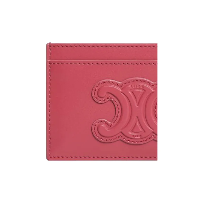 CELINE Triomphe Arc De Triomphe Cow Leather Card Clip Money Clip Card Holder Women's Candy Color/Pink Peach Pink-4