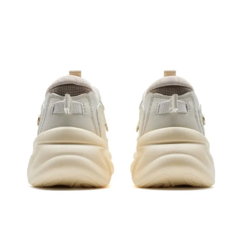 XTEP Anti-Slip And Wear-Resistant Breathable Low-Top Chunky Sneakers Women's White Sand Gray-4