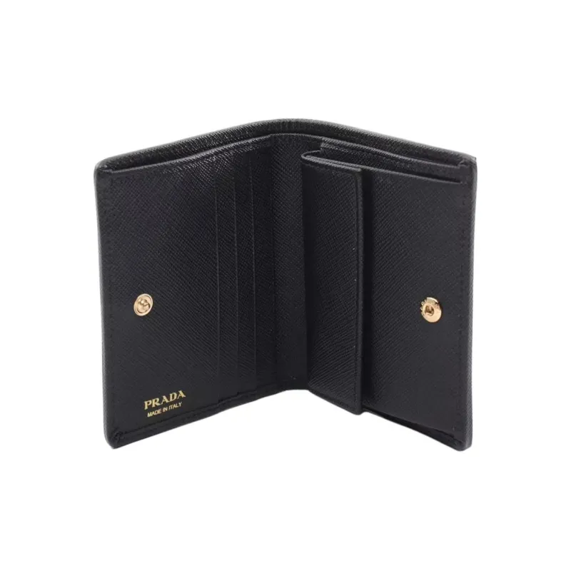 PRADA Leather Wallet Women's Black-2