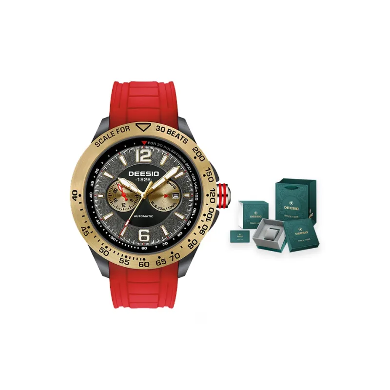 DEESIO Warrior Collection Automatic Mechanical Movement Silicone Strap Chinese Watches Men's Watches Red Watch Dial-17