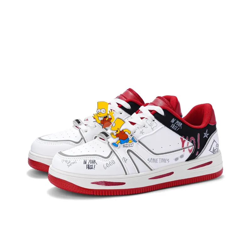 The Simpsons Skateboard Shoes Unisex Low Top Mismatched/White Red/White Black/White-52