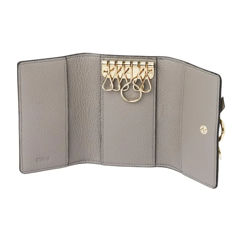 Chloe Alphabet Calfskin Key Pouch Women's Cashmere Gray-3