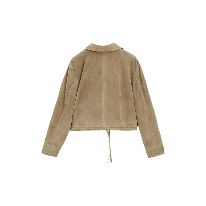 Massimo Dutti Leather Jacket Women's Green-1