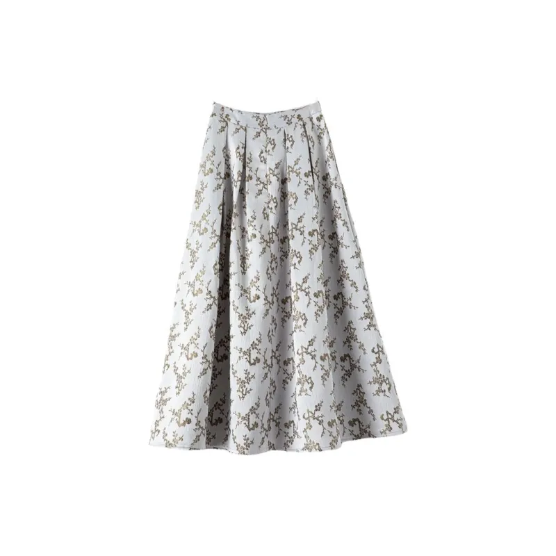 Late White Casual Long Skirts Women's Multicolor-3