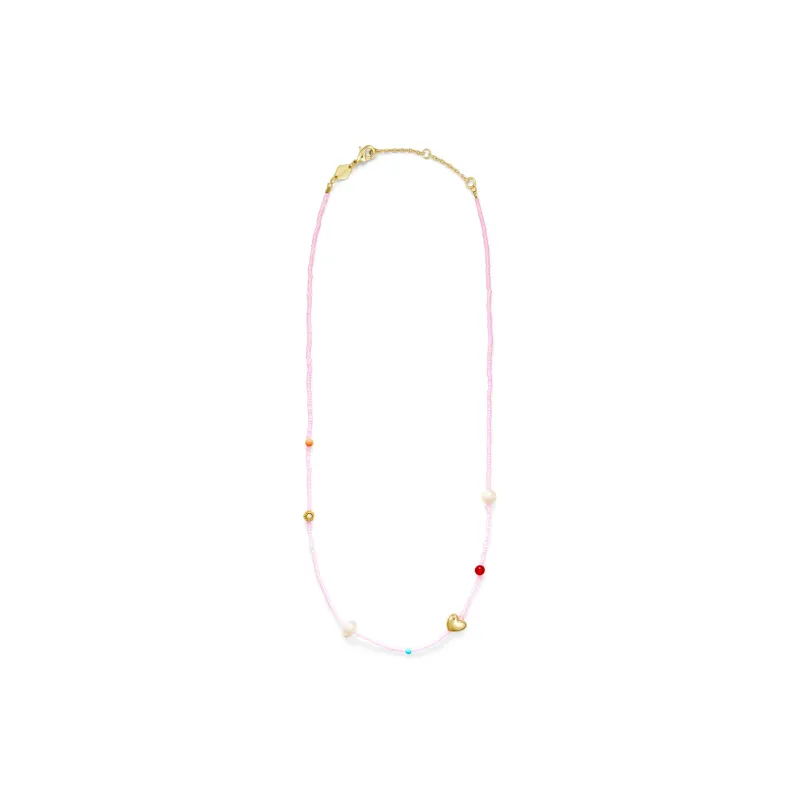 ANNI LU 18K Gold Brass Glass Pearl Jade Carat Stone Amazonite Sea Bamboo Imitation Opal Necklaces Unisex Pink-1