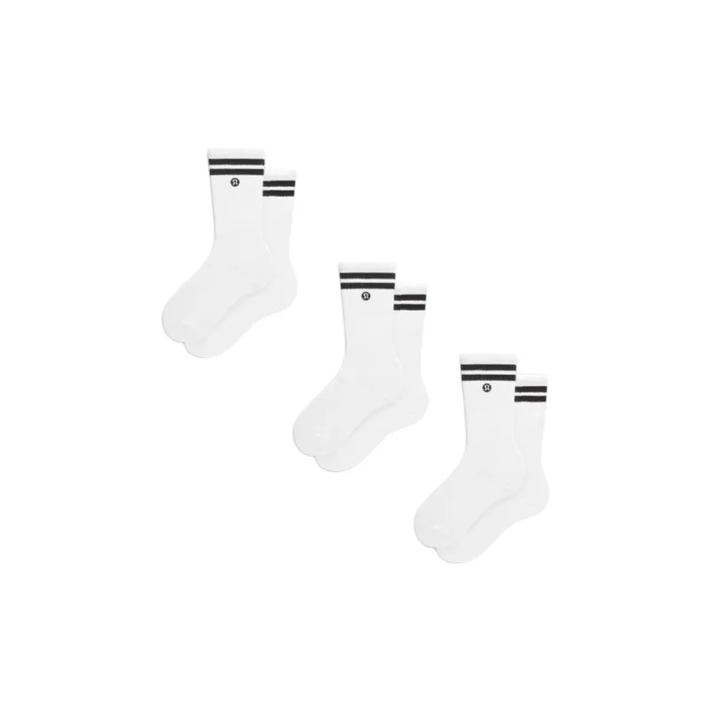Lululemon Mid Calf Socks Unisex 3 Pack White-0