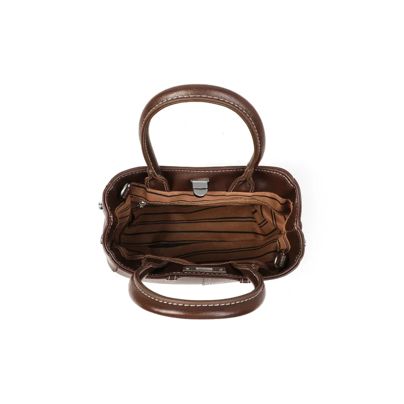 PT'SON Synthetic Leather Shoulder Bag, Crossbody Bag, Handbag, Kelly Bag Regular Women's Coffee/Brown-7