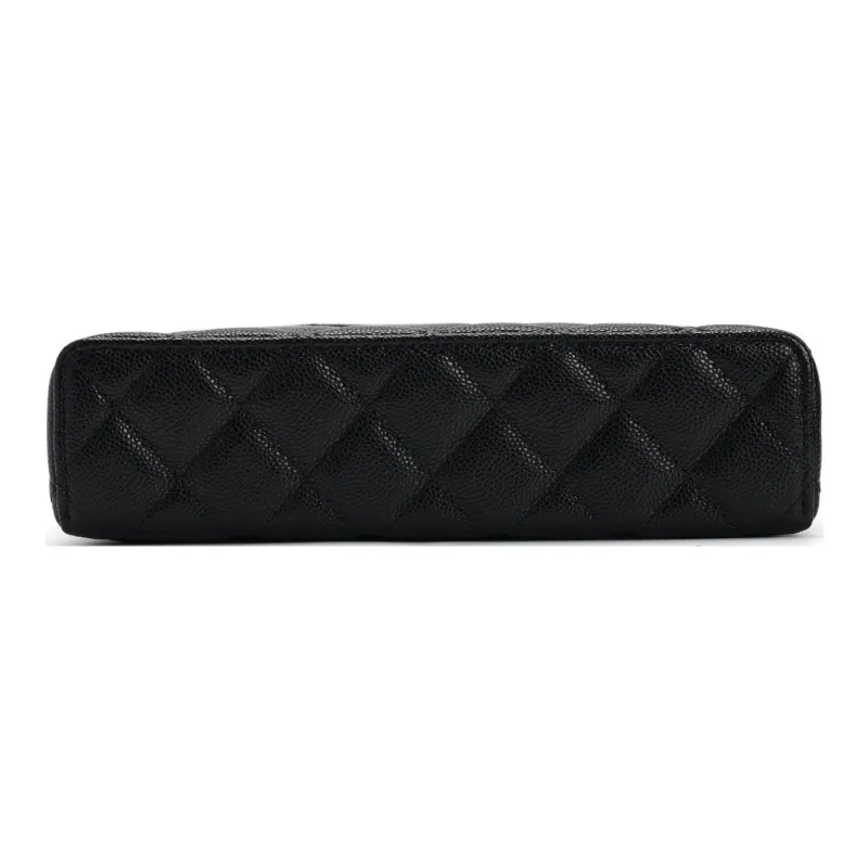 CHANEL Litchi Skin Shoulder Bag Crossbody Bag Women's Black-2