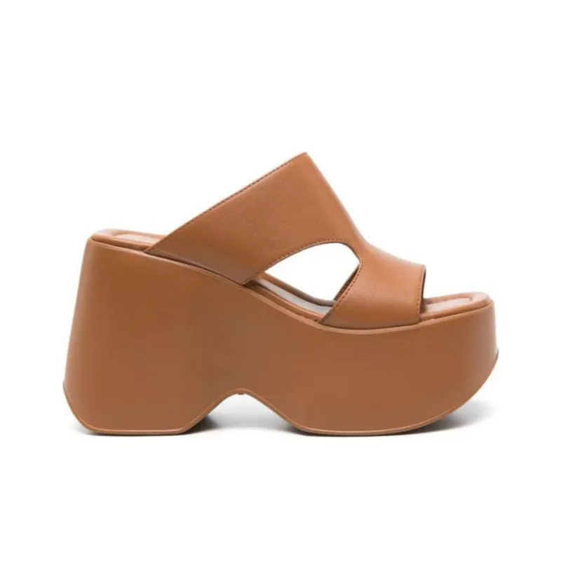 Vic Matie Slide Slippers 10cm Women's Brown-1