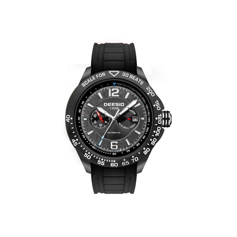 DEESIO Warrior Collection Automatic Mechanical Movement Silicone Strap Chinese Watches Men's Watches Red Watch Dial-4