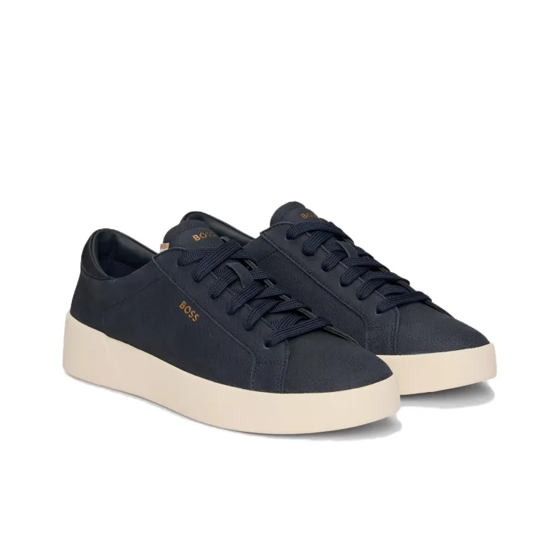 HUGO BOSS Low Top Skateboard Shoes Men's Pure Black-2