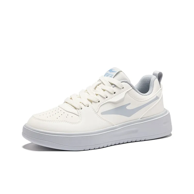 Erke Anti-Slip Wear-Resistant Low-Top Skateboard Shoes Women's White Gray-2