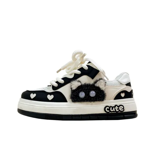 A&M Slip-Resistant Cushioning Abrasion-Resistant Low-Top Skateboard Shoes Women's Black