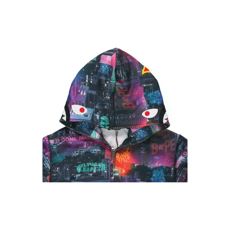 Bape Neon Tokyo Shark Wide Full Zip Hoodie-3
