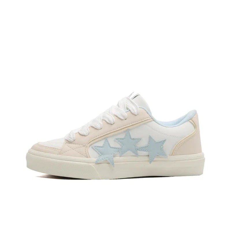 Anime Story Slip Resistant, Abrasion Resistant, Lightweight, Breathable Low Top Skateboard Shoes Unisex White Blue-1