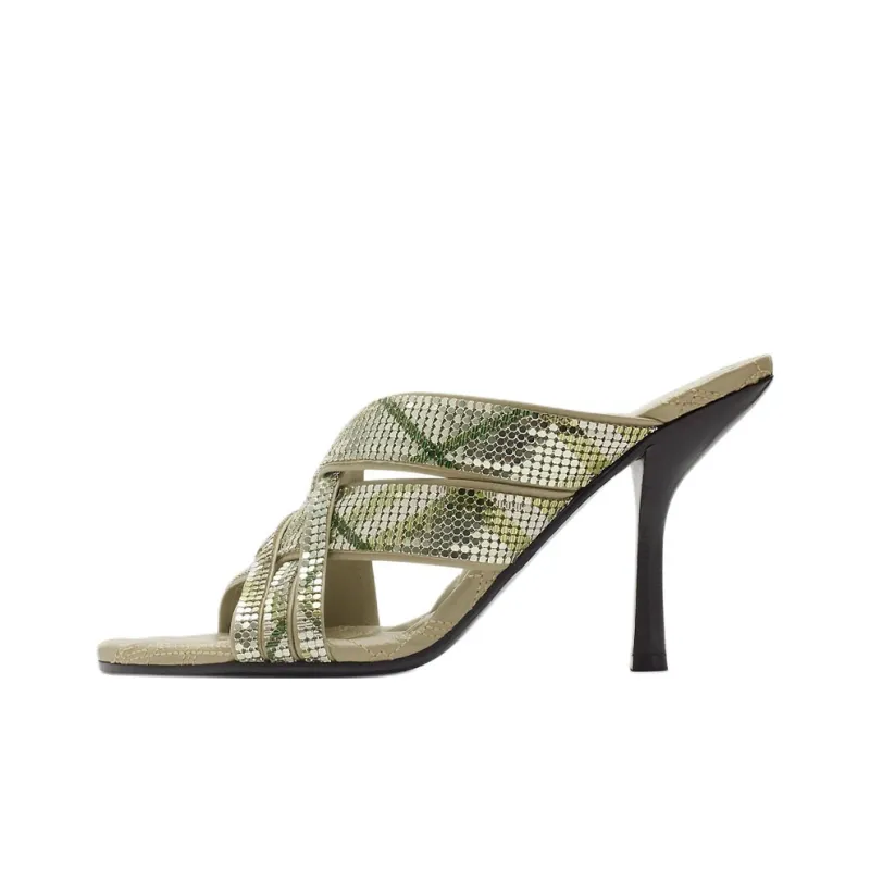 Burberry Slide Slippers 9cm Women's Green-0