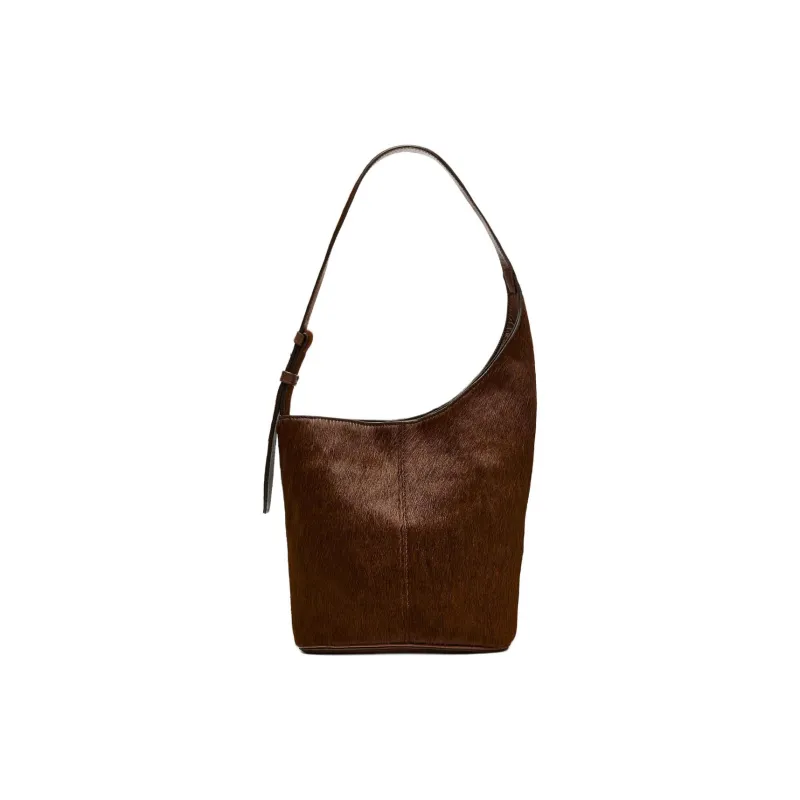 ZARA Cow Leather Bucket Bags Shoulder Bags Regular Women's Brown-0