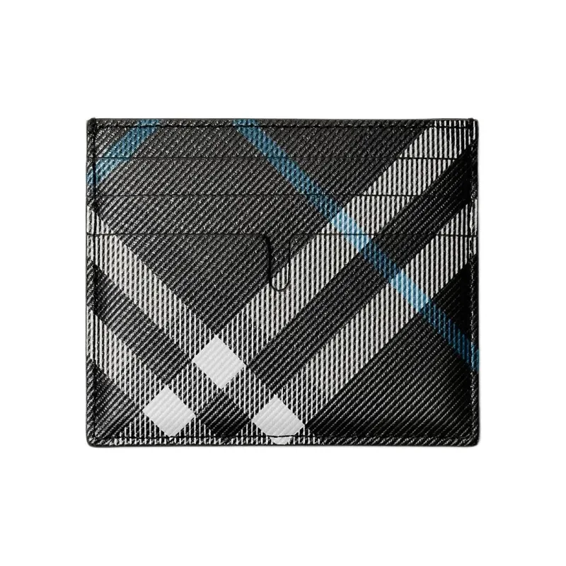 Burberry Polyurethane Card Holder Regular Men's Black & White & Blue-1