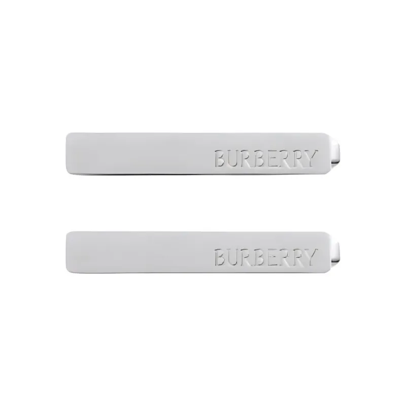 Burberry Brass Palladium-Plated Gold Hair Clips Women's Silver-0