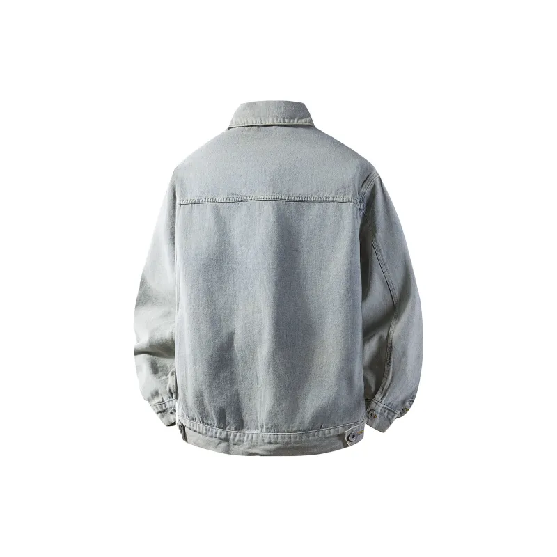 A.X.S.K Denim Jacket Unisex Distressed White Black-7