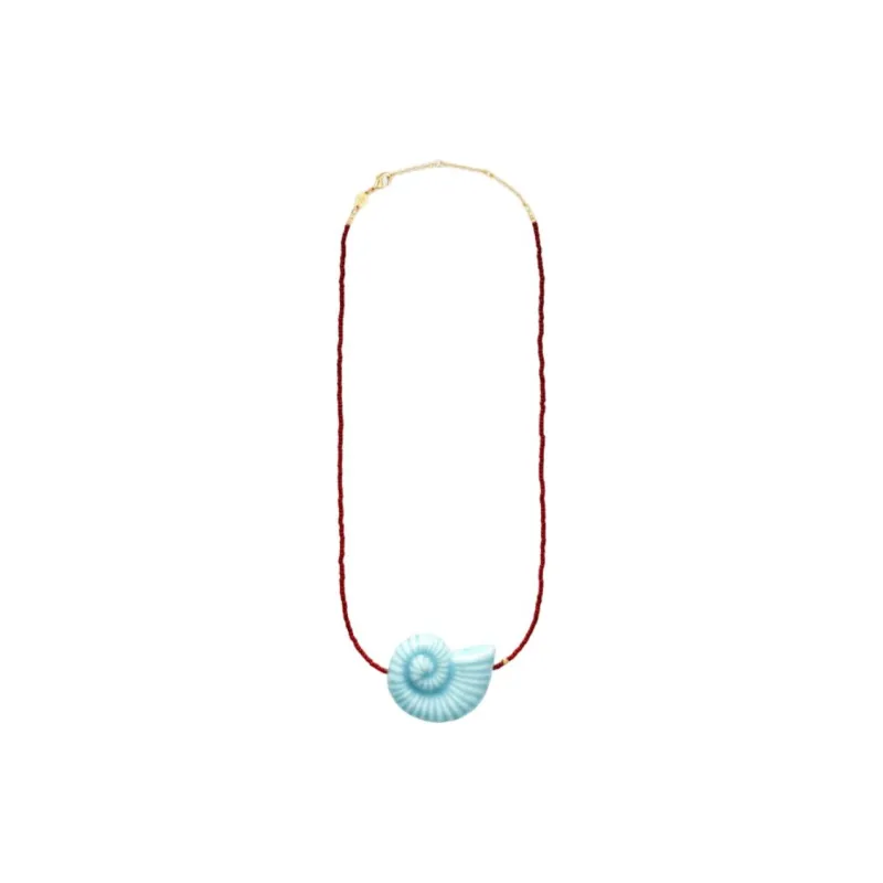 ANNI LU 18K Gold Glass Resin Brass Necklaces Unisex Red-1