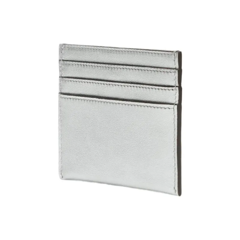 FENDI FF Diamonds Series Calfskin Card Clip Card Holder Women's Silver-1