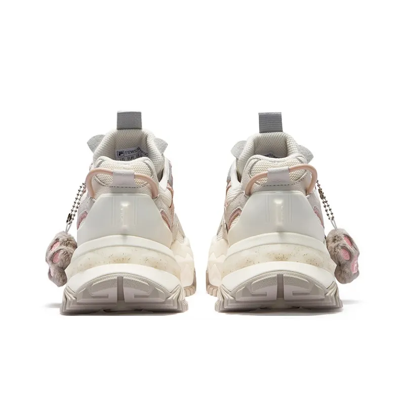 FILA FUSION BIANCO Wear-Resistant Height Increasing Low-Top Chunky Sneakers Women's White Gray-4