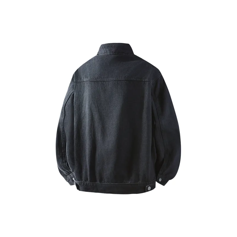 A.X.S.K Denim Jacket Unisex Distressed White Black-1