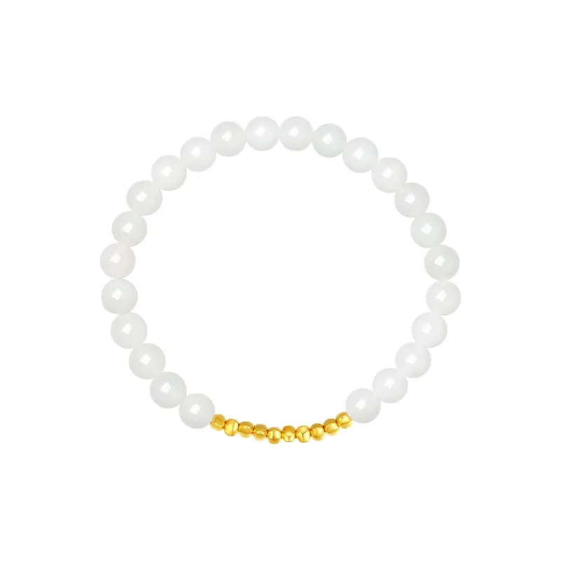 CHOW TAI SENG Hetian Jade Bracelet, Versatile Advanced Touch Sensitive Gemstone Jewelry White Jade Women's-0