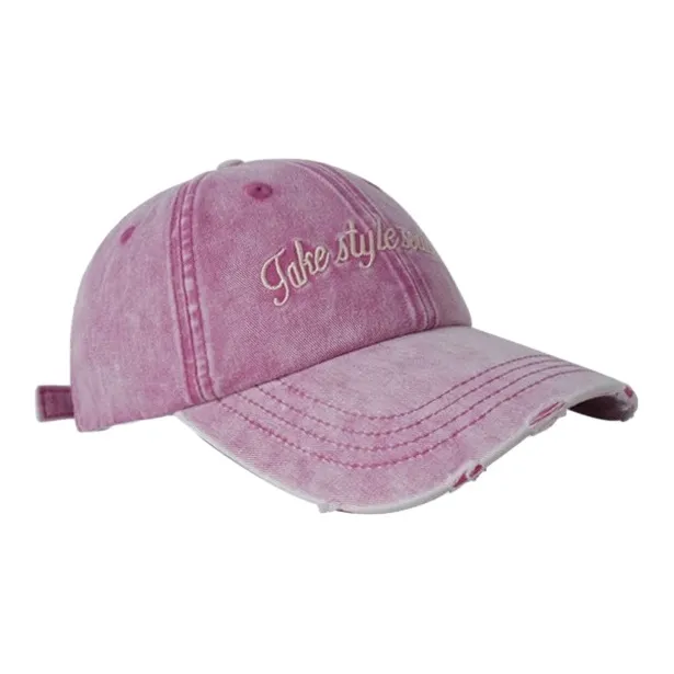 FREE RABBITⅡ Korean Style Vintage Washable Distressed Ripped Denim Baseball Caps Unisex-9