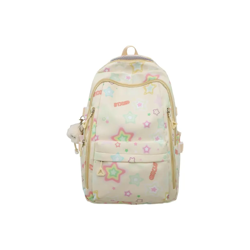 URBAN FOREST Nylon Backpack Regular Unisex Black/Yellow/Pink/White-5