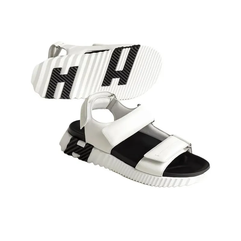 HERMES Junior One Strap Sandals 3.8cm Men's White-2