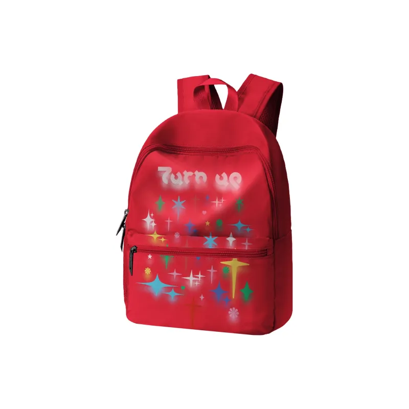 TURN UP Polyester Student Backpack Regular Unisex Red-1