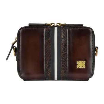 K BOXING Cow Leather Crossbody Bag Men's Dark Coffee