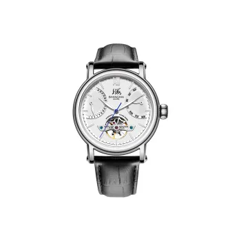SHANGHAI Automatic Mechanical Movement Leather Strap Chinese Watches Men's Watches White Dial