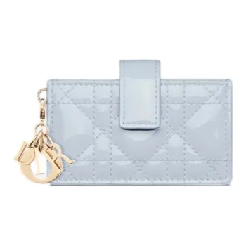 DIOR Lady Dior Calfskin Card Holder Women's Blue