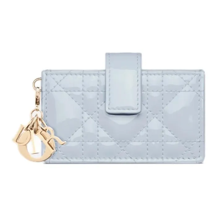 DIOR Lady Dior Calfskin Card Holder Women's Blue-0