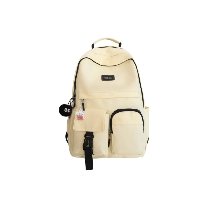 ResNonverba Nylon Backpack Unisex Black White Blue/Yellow/Red-8