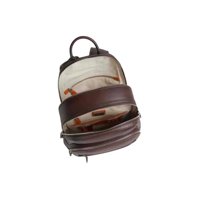 Santoni Logo Embossed Two Way Zipped Backpack-3