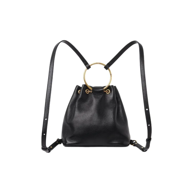 Chloe Buffalo Leather Backpack Small Size Women's Black-2